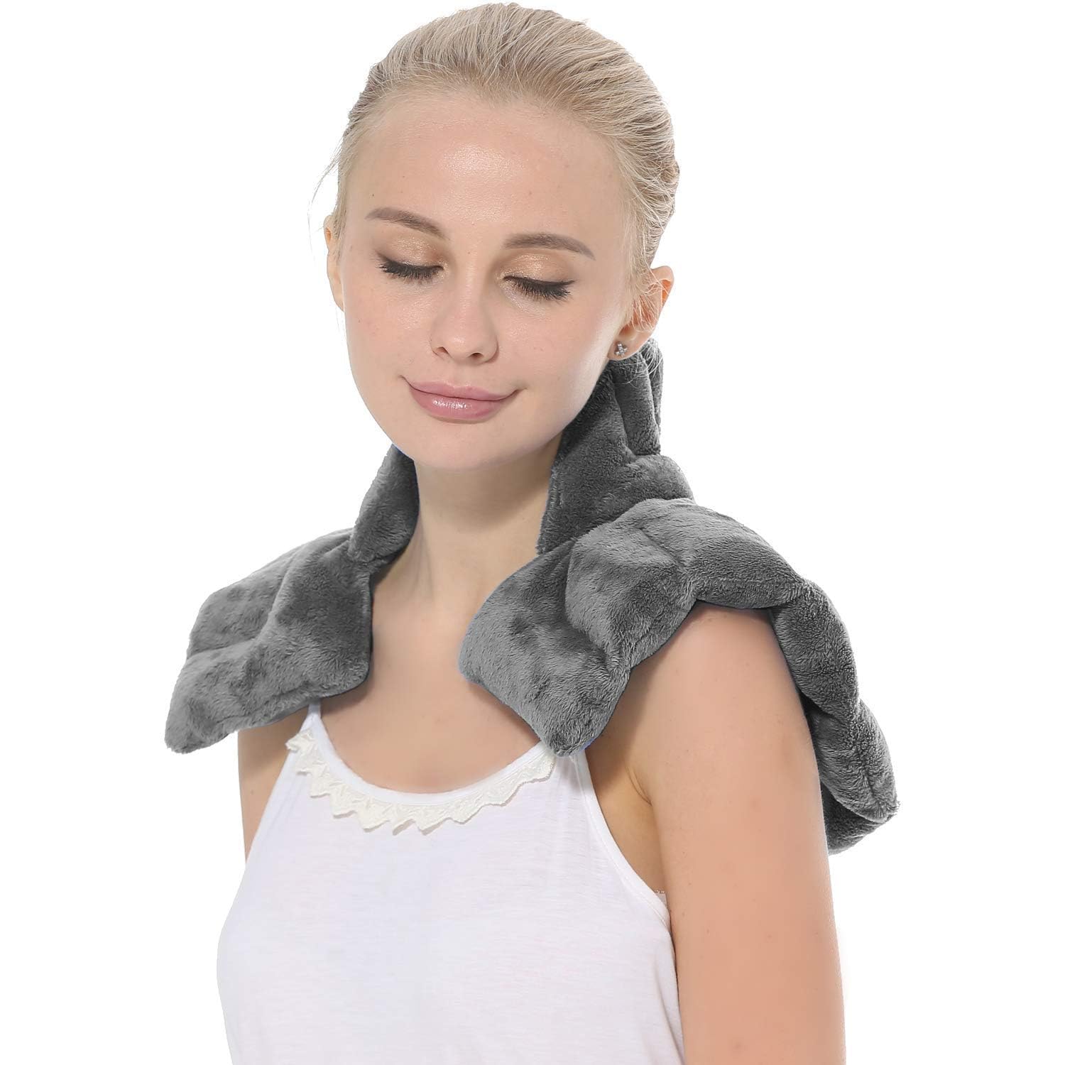 Aroma Season Coussin chauffant pour le cou et les épaules à micro-ondes Soulagement de la douleur et arthrite (Gris)