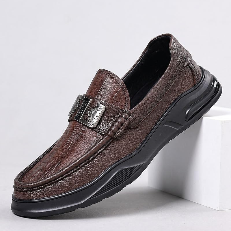 Men's Casual Leather Shoes Fashion Versatile Slip-on Loafers Anti-Slip Rubber Soft Sole Men Shoes2