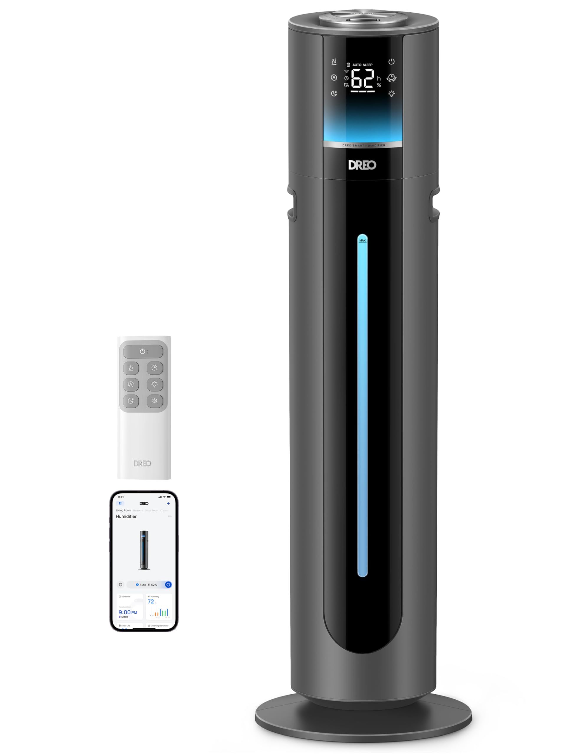 Photo 1 of DREO Smart 11L Humidifier 747S for Large Room 700ft², 100H Cool Mist Humidifers for Bedroom, 21dB, Top Fill, Clean Tank Technology, App & Remote Control, Auto Mode, Aroma Box, RGB, 12h Timer, Grey