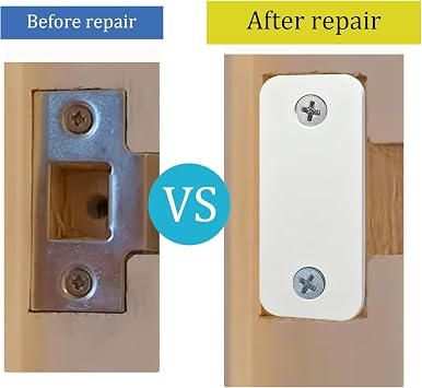 Door Edge Latch Hole Cover Plate for Deadbolt, 1 x 2-1/4 Inch, White,1 Pack | Stainless Steel Plate Covers Unused Latch Holes for a Clean Door Edge Repair