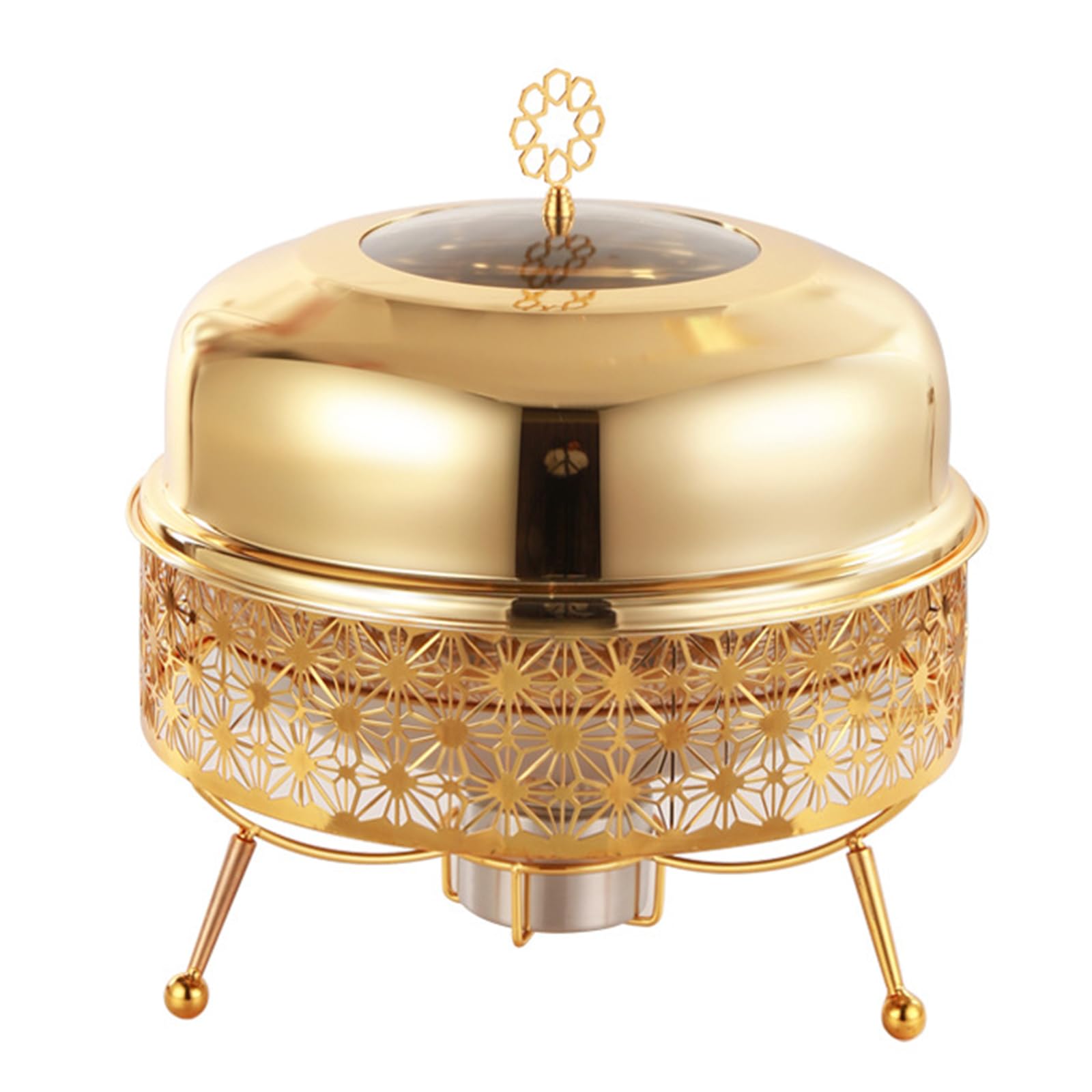 Chafing Dishes pour Buffet, Ensemble De 8 L en Acier Inoxydable, Chauffe-Plats Ronds pour Buffet, Idéal pour Les Fêtes, Les Réceptions, Les Banquets Et Les Mariages (Doré)