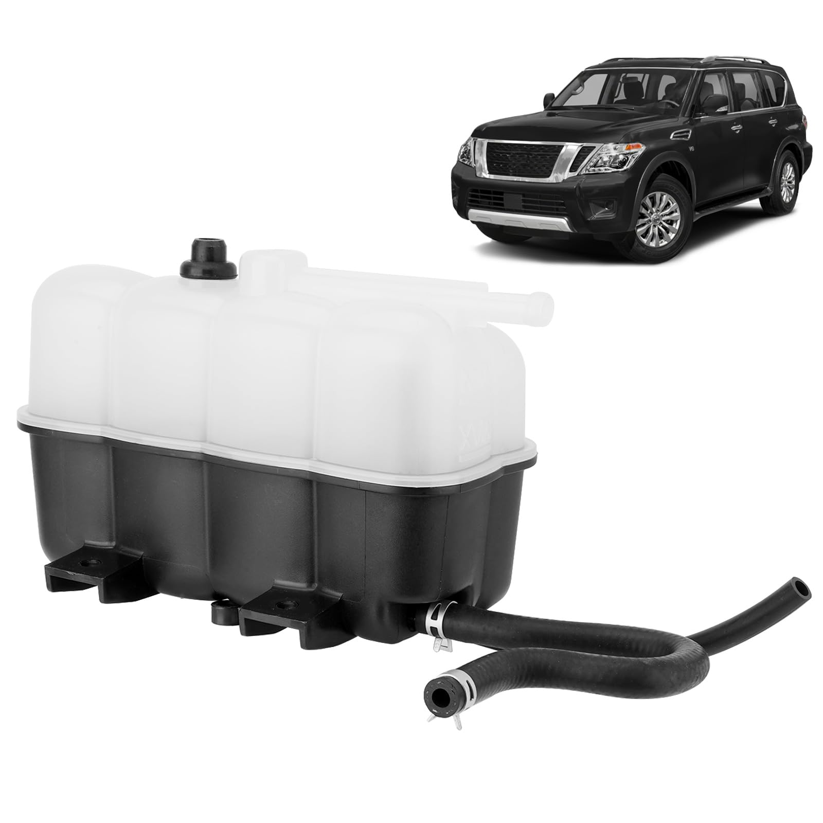 217101LA1A Coolant Reservoir Tank Radiator Overflow Bottle with Hose Compatible with Nissan Armada 2017-2023, Infiniti QX80 2014-2019, QX56 2011-2013,