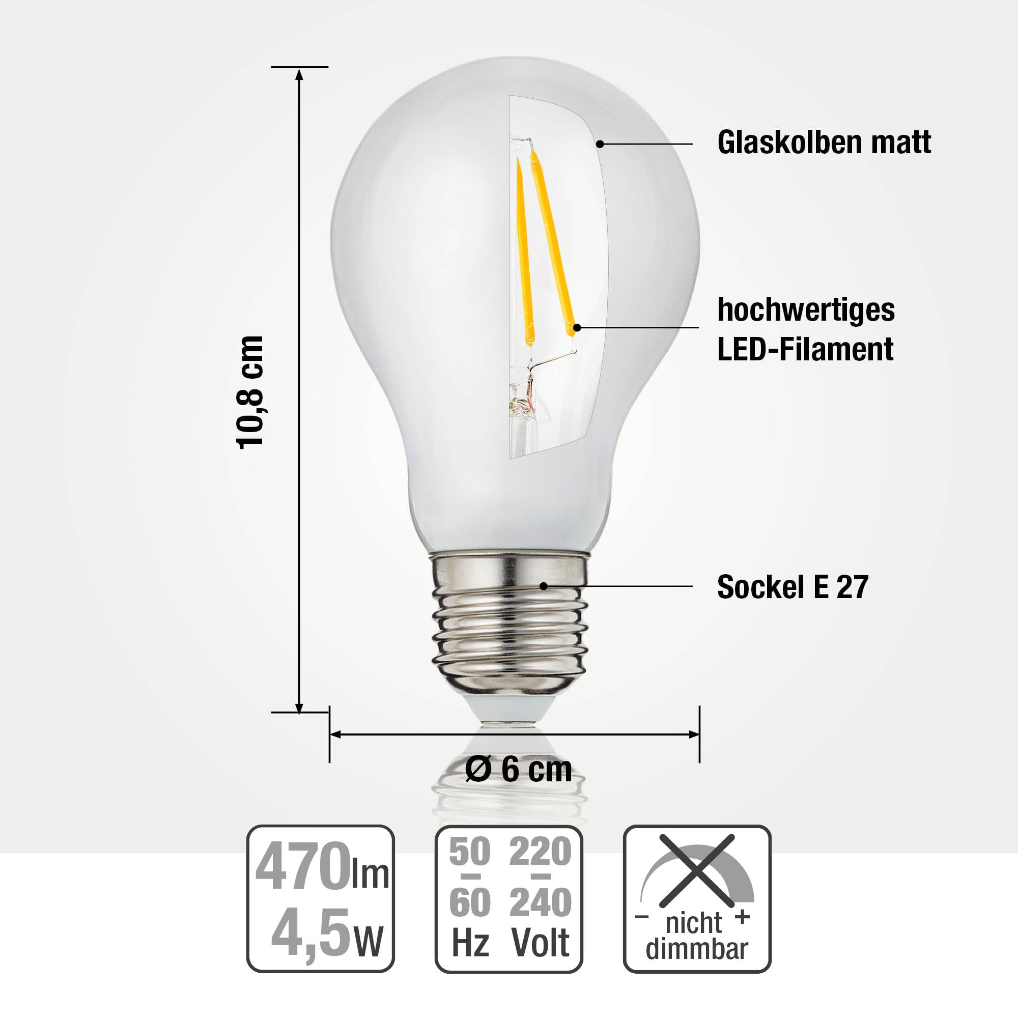 hellum LED Glühbirne E27 10er warmweiß, 7W ersetzt 60 Watt matt