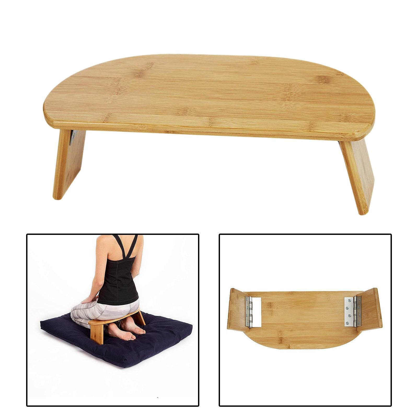 harayaa Meditationsbank aus Holz, zusammenklappbar für längeres Üben, tragbarer ergonomischer Kniehocker zum Beten, Yoga-Bank für Buddhisten