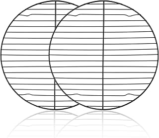 TeamFar 10.5 Inch Non-Stick Cooling Rack, Round Coated Stainless Steel Cooking Wire Rack Set of 2, for Baking/Roasting/Ste...