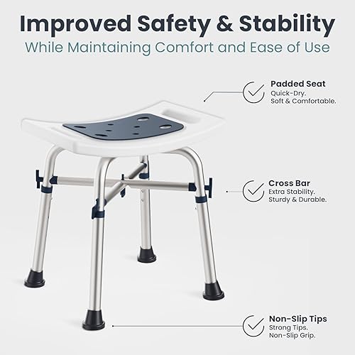 Miniatura 3 de PELEGON Silla de ducha para ducha interior (350 libras), altura ajustable, asiento acolchado, silla de ducha para ancianos y discapacitados, silla