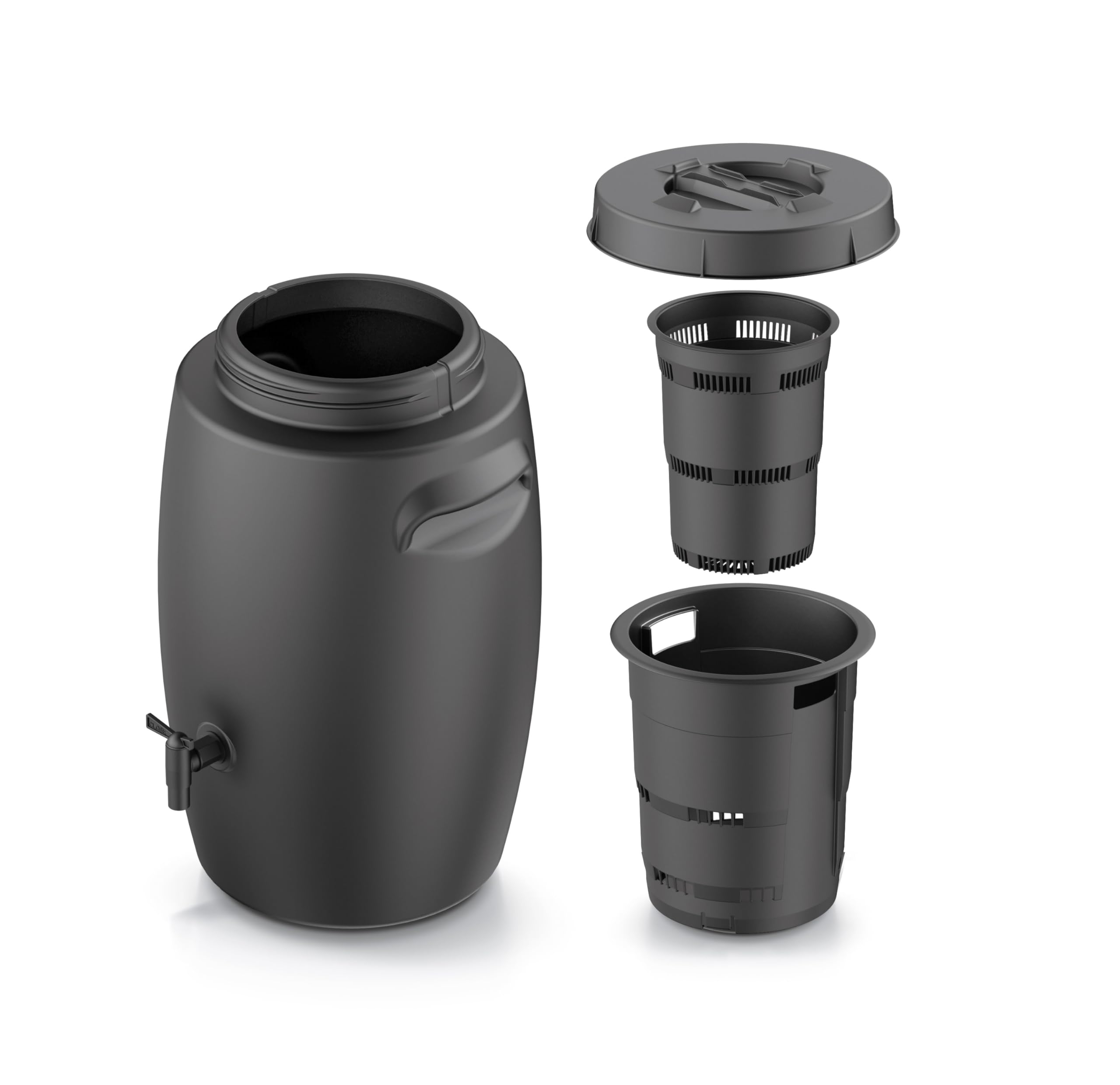 Fass zur Herstellung von organischem Dünger - 55 Liter - Kunststoff Dünger Tank 60 x 38 cm anthrazit - Kompost Behälter Düngerfass Flüssigdünger Jauche Herstellung aus Garten- und Wiesenpflanzen