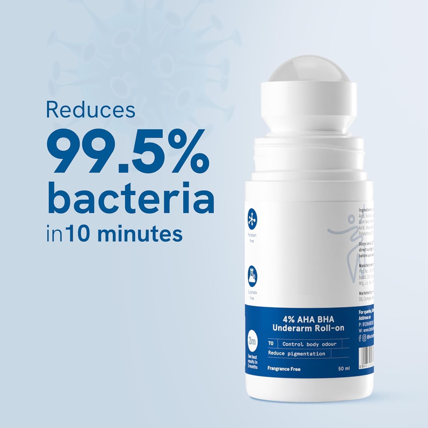 DK 4% Aha Bha Rouleau sous les aisselles | Sans parfum | 1 % d'acide mandélique, 2 % d'acide lactique et alpha arbutine | Déteint la pigmentation, sans alcool et sans aluminium | Convient aux peaux