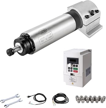 CNC Spindle Motor Kits, 220V 1.5KW CNC Spindle Air Cooled Spindle Motor+220V 1.5KW VFD+65mm CNC Clamp Mount + ER11 Collet Set+Wrenches for CNC Router Mahine