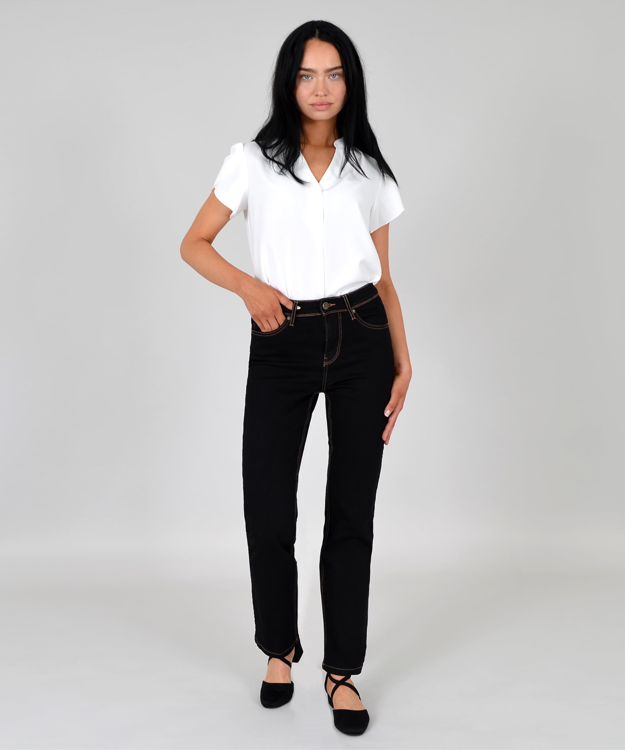 ESRA Damen Jeans Hose Damen Jeanshose gerader Schnitt Straight bis Übergrösse G400