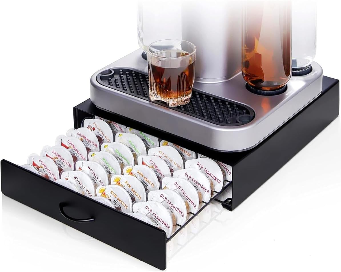 Bartesian Pod Holder – Holds 40 Bartesian Capsules – Stackable Pods Organizer Compatible with BEV by Black & Decker Cocktail Machine