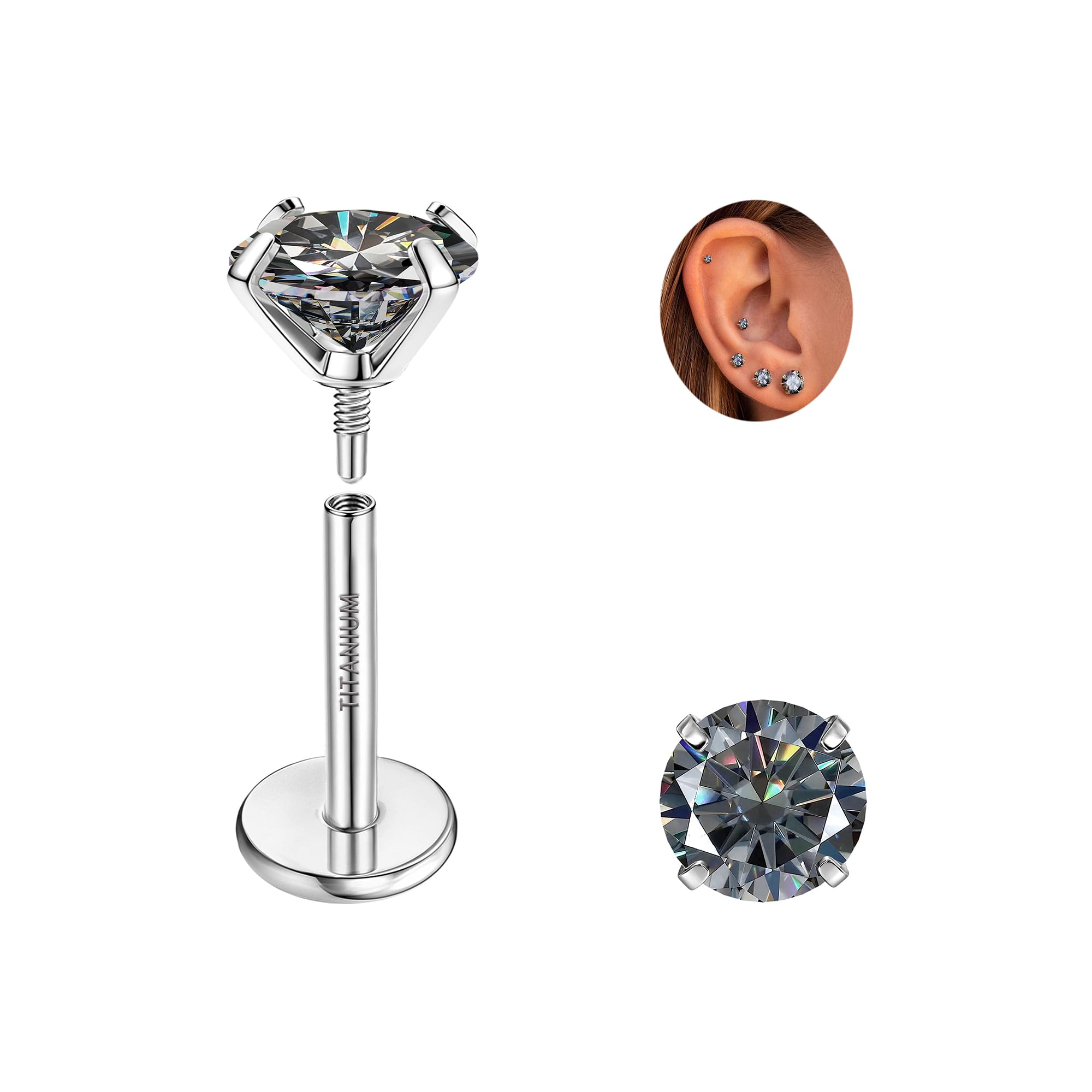 Sllaiss Moissanite Ohrringe Titan Ohrstecker Damen Medizinis