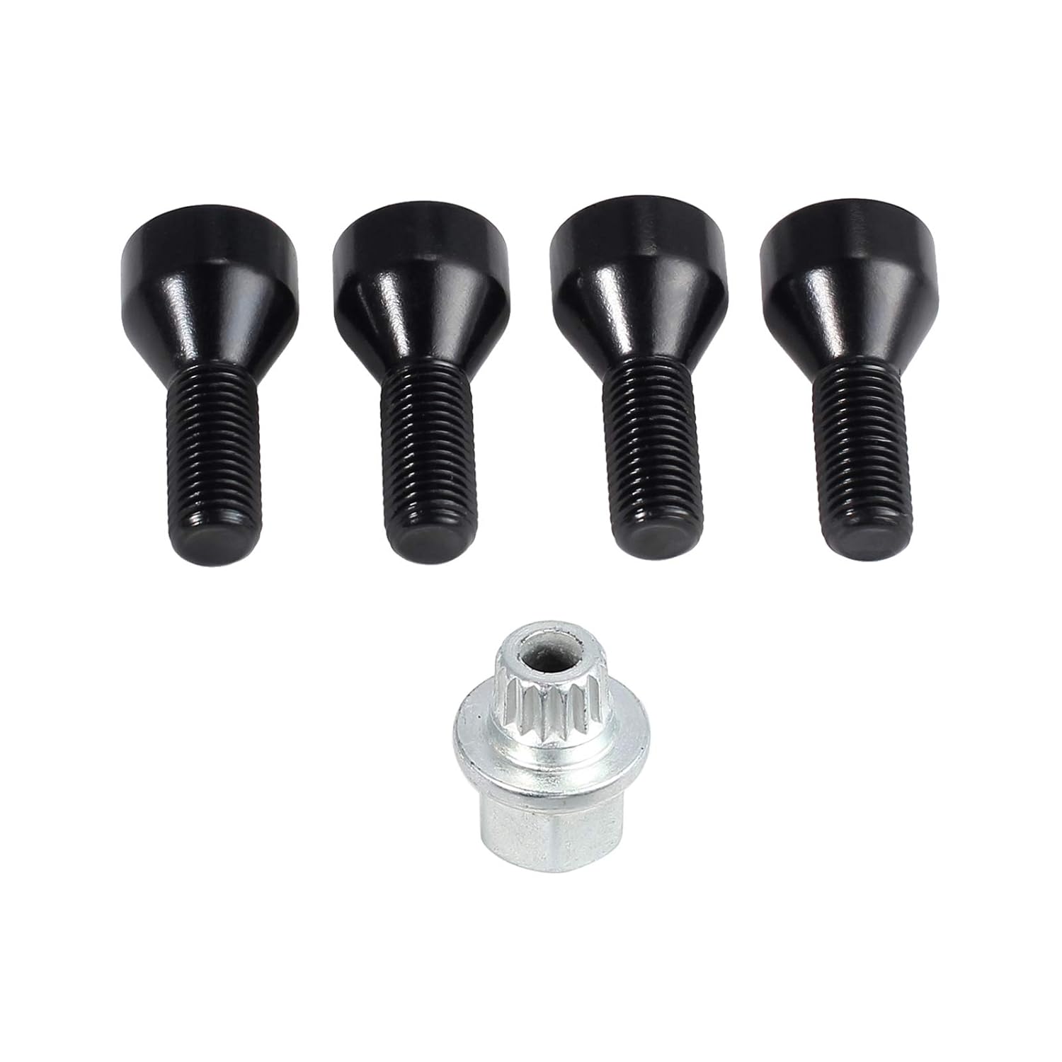 Bohaner Locking Wheel Nut Set, 4+1 Wheel Bolt M12 x 1.5 Steel Wheel