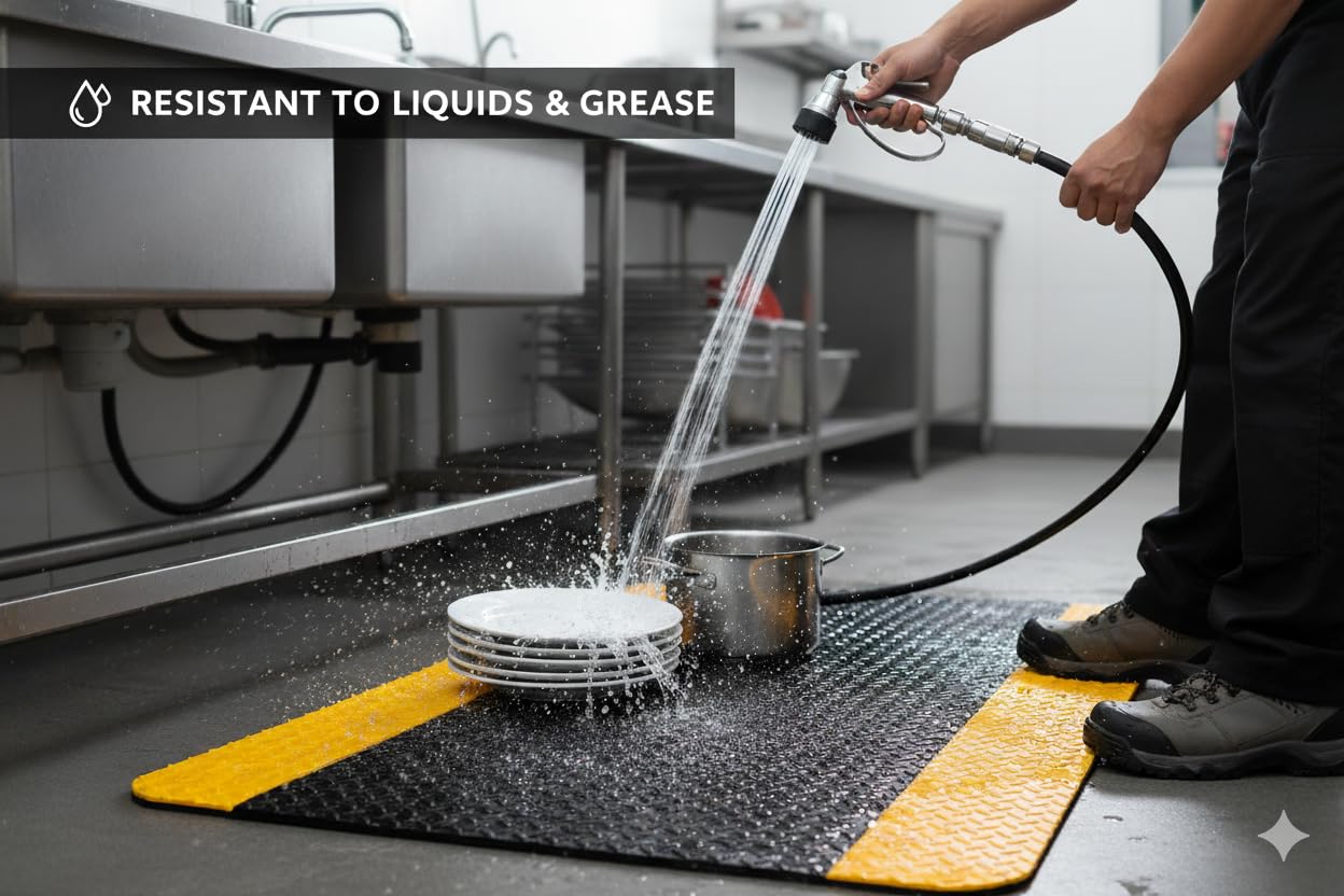 Tapetes Niva® Anti Fatigue Mat, Diamond Plate Finish, Foam Interior. for Kitchen, Garage, Industry, or Harsh use, Industrial Grade. (Yellow Stripes, 36" L x 24" W x 0,82" Th) — Amazon image 5