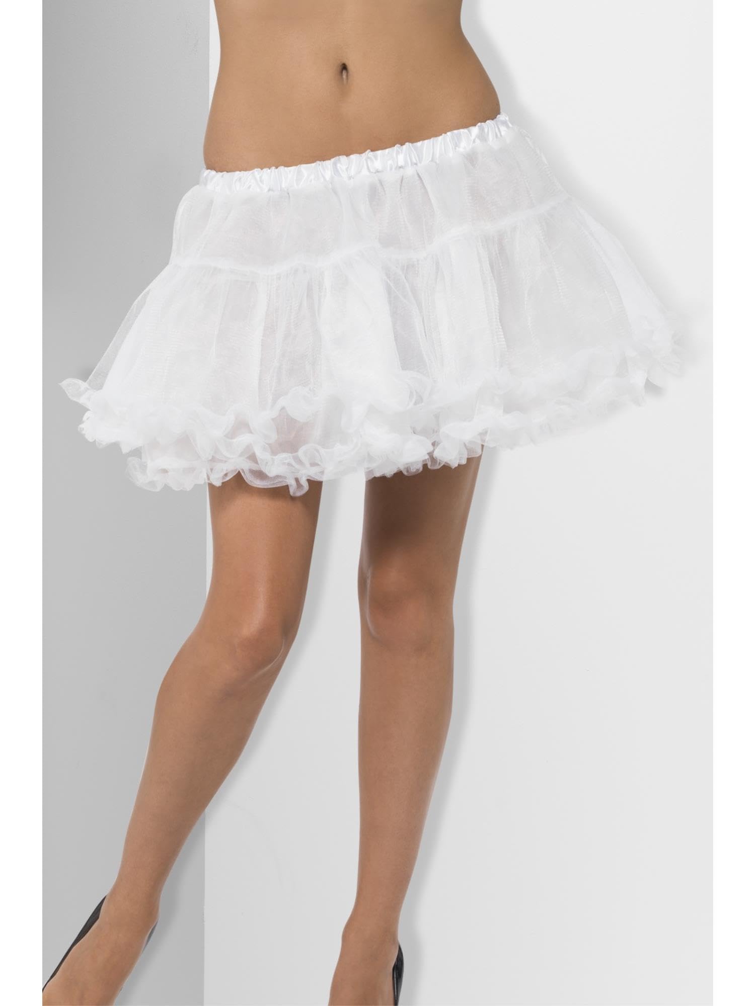 Smiffys Petticoat, White with Satin Band, Fever Tutu's & Petticoats Fancy Dress, Fever Dress Up Accessories