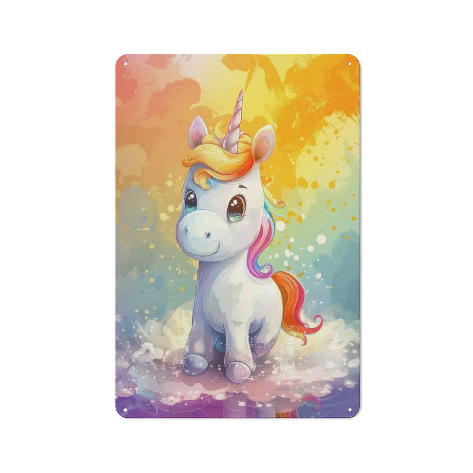 Rainbow Unicorn Rustic Metal Plaque 30x20cm for Living Room Or Hallway, for Garage, Workshop And Man Cave Decoration