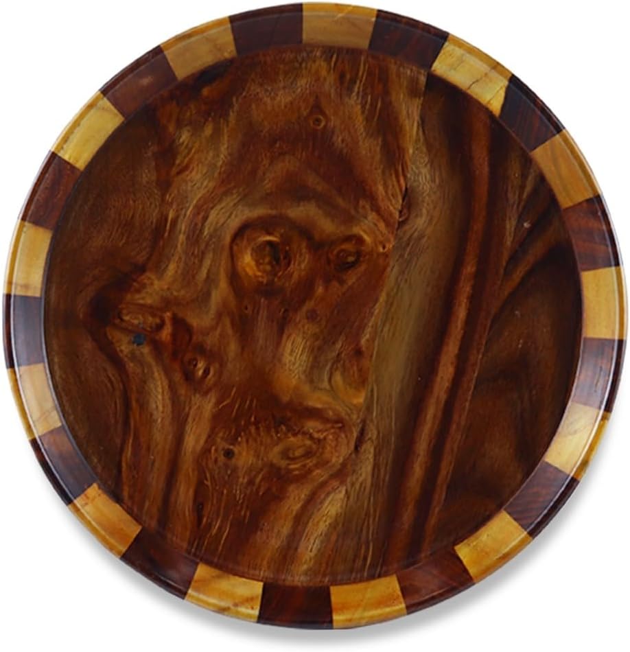 Trec Tech Wooden Serving Tray for Coffee Table 9.5" Round