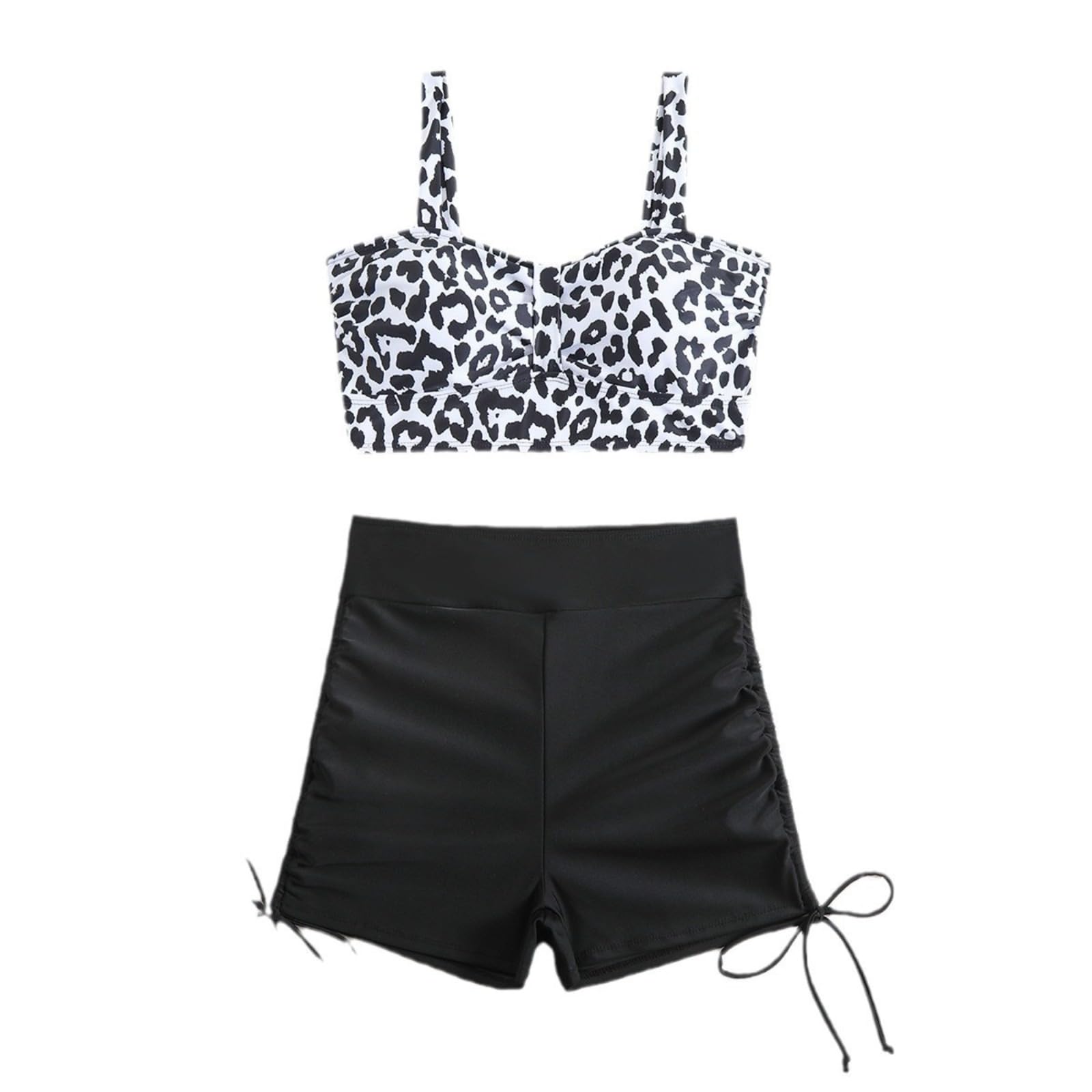 Bikini imprimé léopard avec soutien-gorge et short taille haute gainant contre les complexes