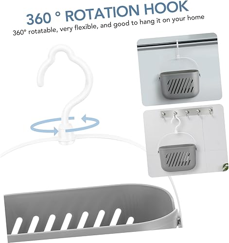 Miniatura 4 de Angoily Organizador de ducha colgante de plástico, cesta de almacenamiento portátil con gancho para el hogar, color gris