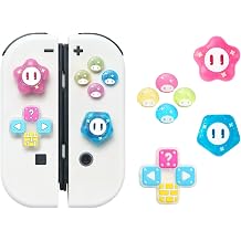 ABXY Buttons Sticker Joystick Cover Caps, Cross D-Pad Button Caps Silicone Thumb Grips Set Compatible with Nintendo Switch/OLED Controller Jelly Flower