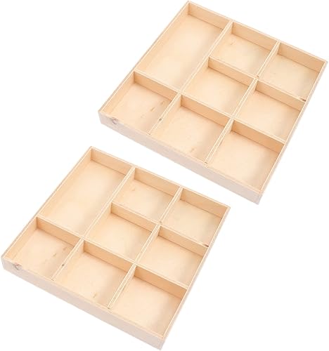 Miniatura 3 de EXCEART 2 bandejas de madera para compartimentos de manualidades, cajas de madera divididas para suculentas, macetas, cajas de almacenamiento de