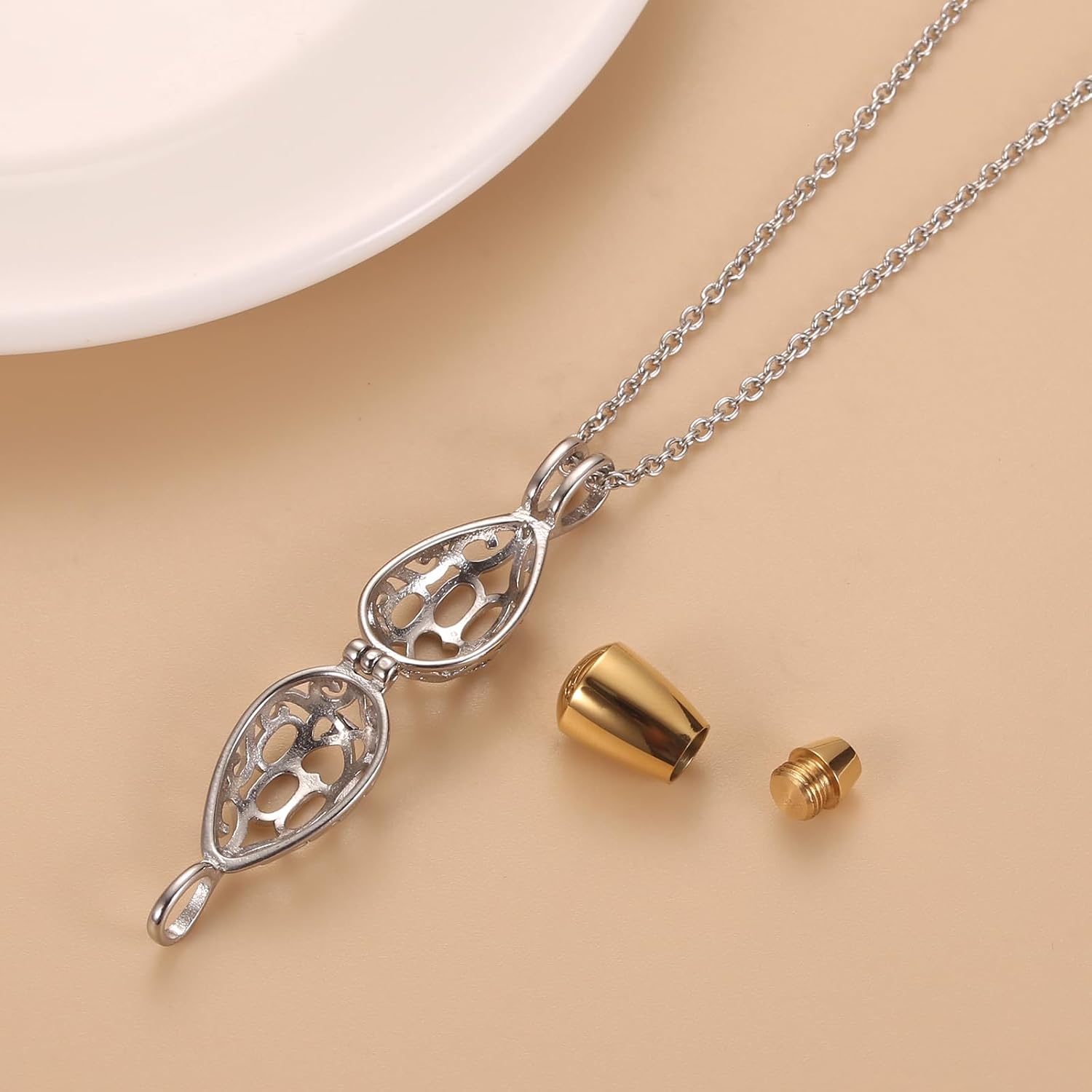 Dog Paw Stainless Steel Cage Cremation Locket Necklace Hold Pet Ashes Keepsake Memorial Urn Jewelry For Women Men