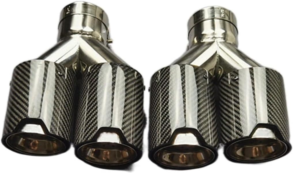 1 Pair Y Model Car Styling Compatible For BMW Glossy Black Exhaust Tip Carbon Fiber 304 Stainless Steel Muffler Tip Nozzles(IN 63 OUT 92MM)