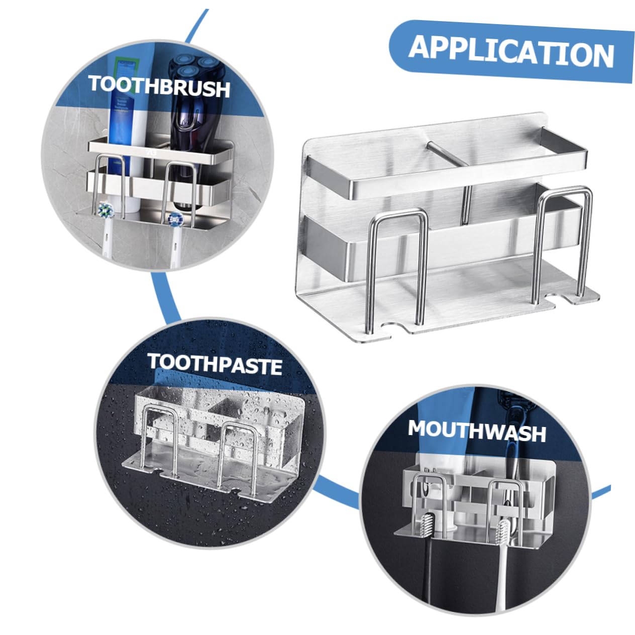 Cabilock Estante de Almacenamiento para Baño de Acero Inoxidable, Portacepillos de Dientes de Pared Compacto y Organizado, Accesorio Funcional para Sujetar Pasta y Cepillos