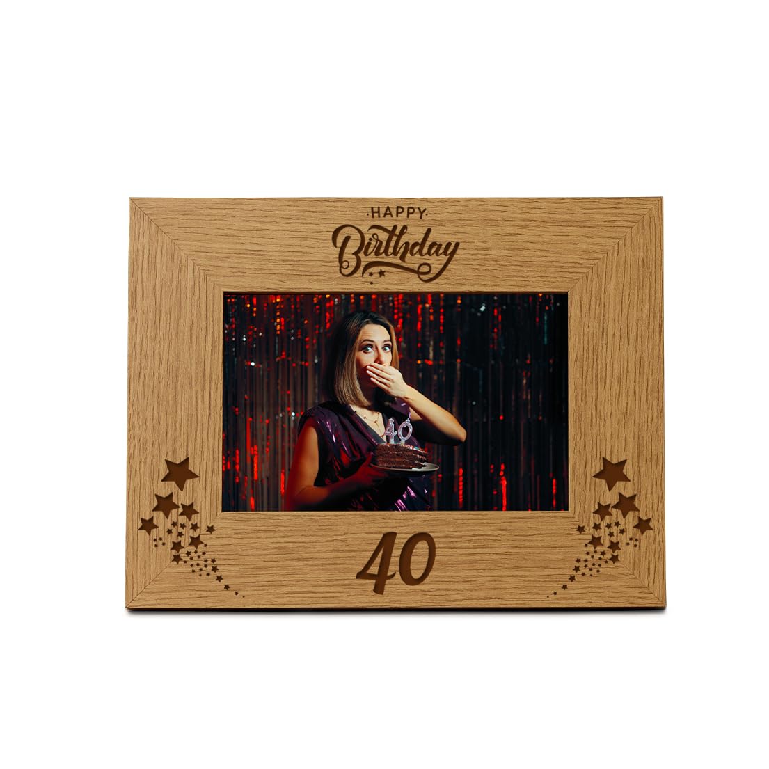 Happy 40th Birthday Wooden Photo Frame Gift (8 x 10 Inch)