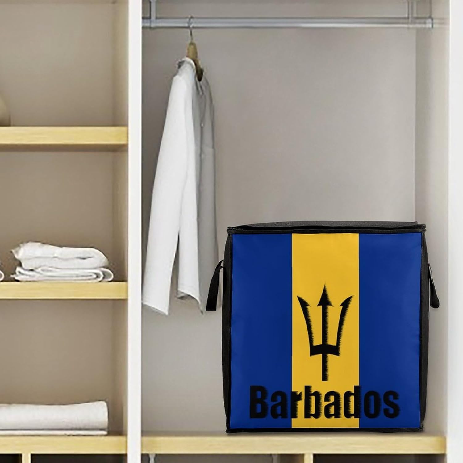 Barbados Flag Barbadian Large Comforter Blanket Storage Bags Bins 70L Closet Organizer with Handles