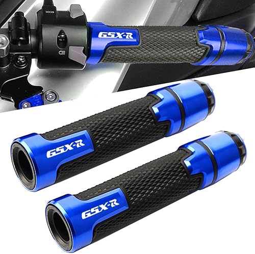 Juego de 2 extremos de agarre para manillar de motocicleta de 0.866 in, 78 pulgadas, compatible con S.uzuki GSXR GSX-R 600 750 1000 (azul)