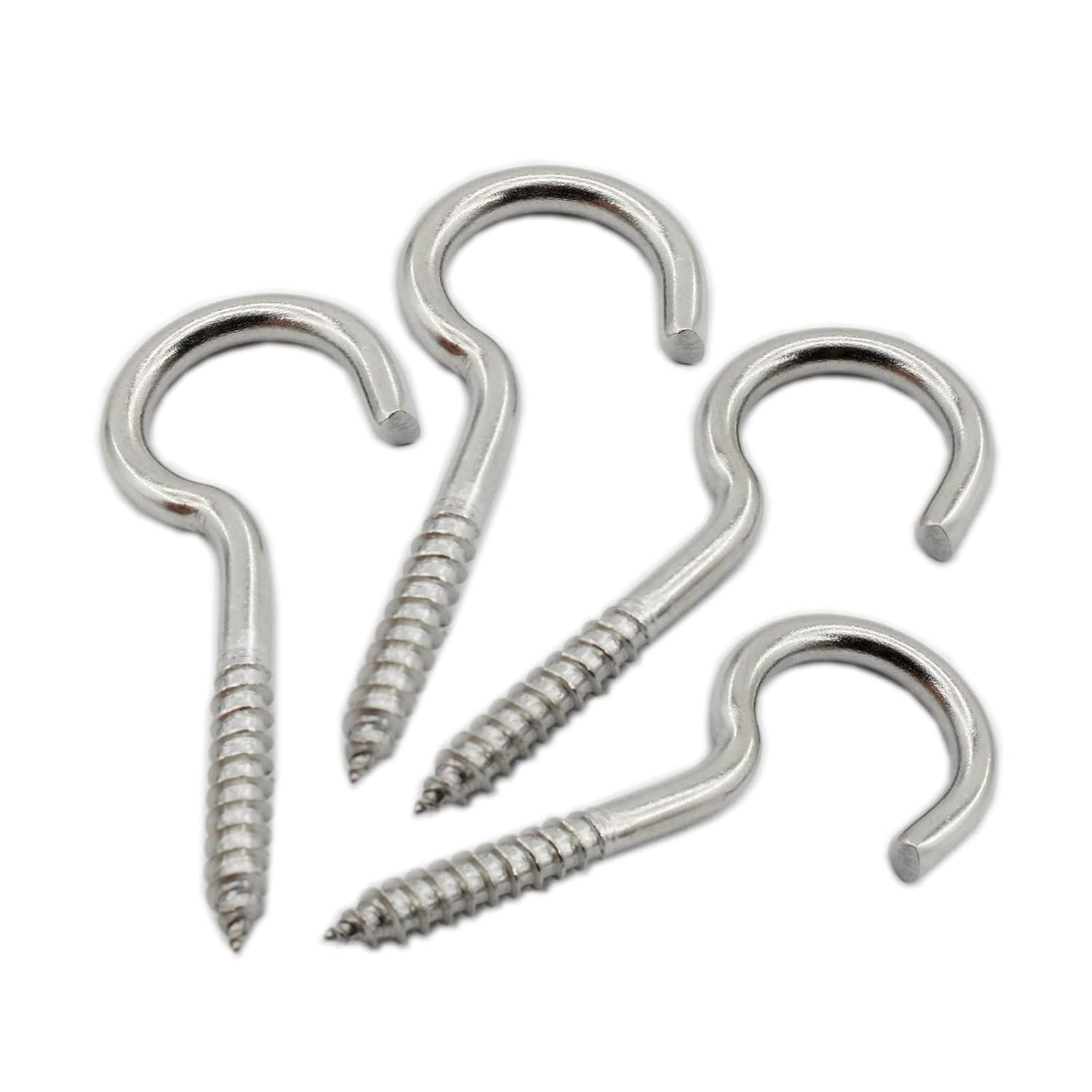 10 Pack Eye Hooks, Heavy Duty Stainless Steel Eye Screws, Screw in Eye Hooks for Wood, Securing Cables Wires, Anti-Rust Self Tapping Eyelet Screw Eye Bolts for Indoor & Outdoor Use (M5 x 65)