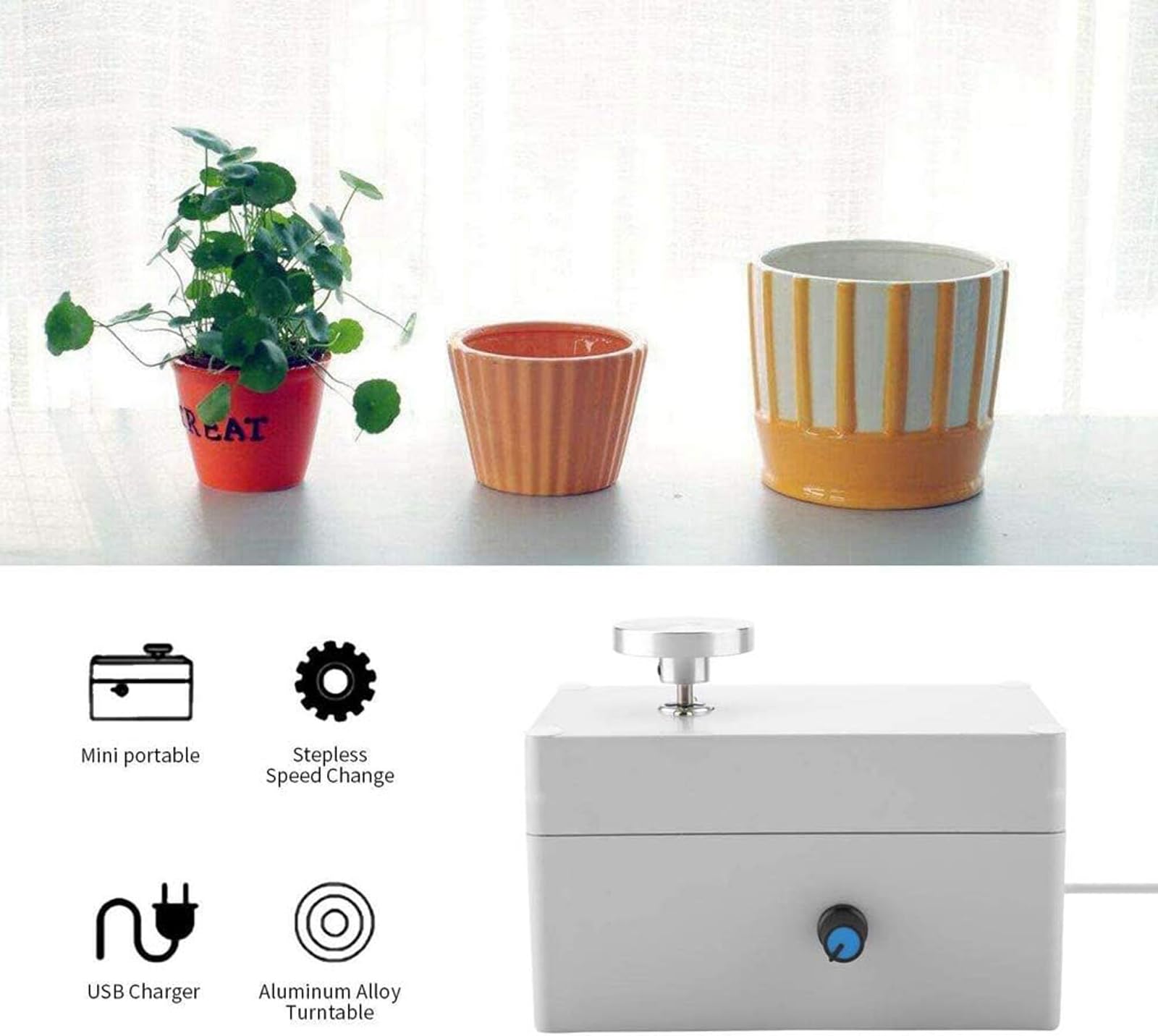 CUSMA Macchina per Ceramica, Ruota per Ceramica USB da 2000 Giri/Min Mini Argilla Che Produce Artigianato in Ceramica Fai-da-Te per L'insegnamento Scolastico, Bar in Ceramica O Uso Domestico