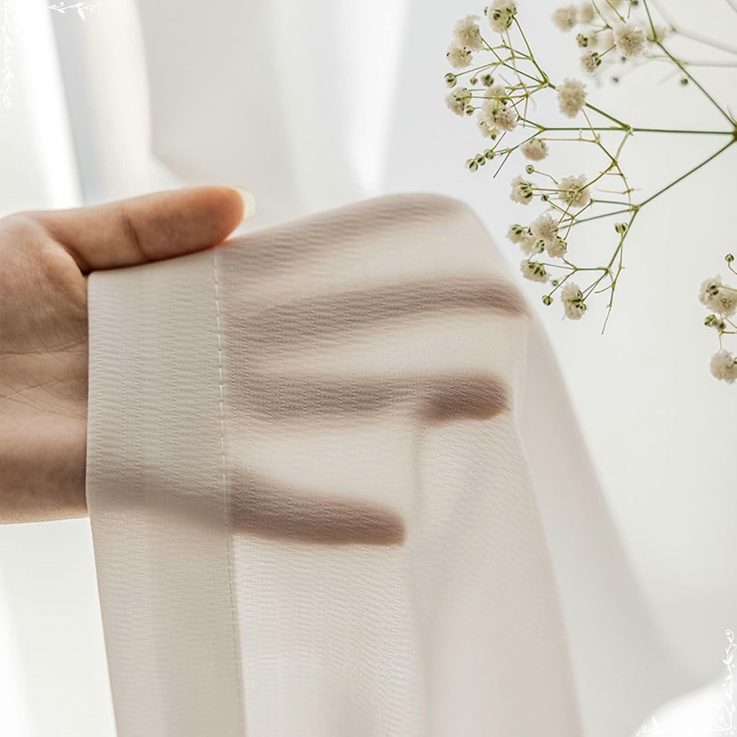 Daesar Living Room Curtains 2 Panel Sets 84 Inch Length, Eyelet Sheer Curtains Solid Color Window Voile Panels/Drapes/Treatment for Bedroom, 40x84 Inch White