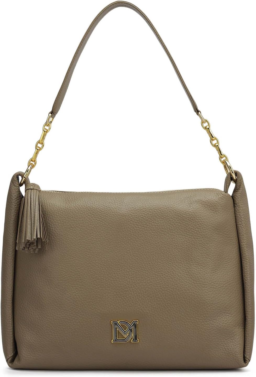 Leather Grey Leather Hobo (Medium)
