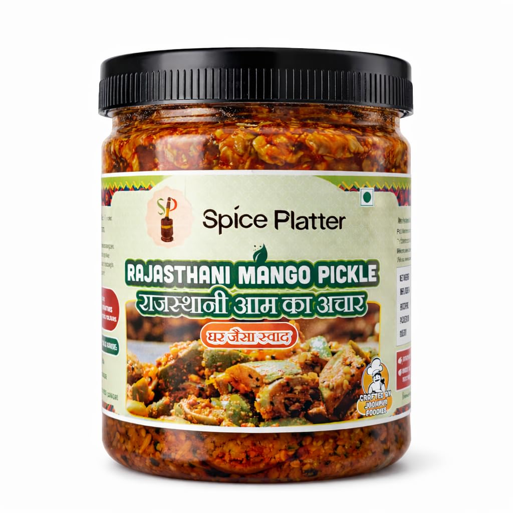 Spice Platter Authentic Marwari Mango Pickle (Aam ka Achar) 400g, Handpicked Raw Mangoes,Traditional Rajasthani Keri Pickle Recipe,Sun-Dried with Mustard Oil,No Vinegar,No Preservatives, Natural Taste-image-46