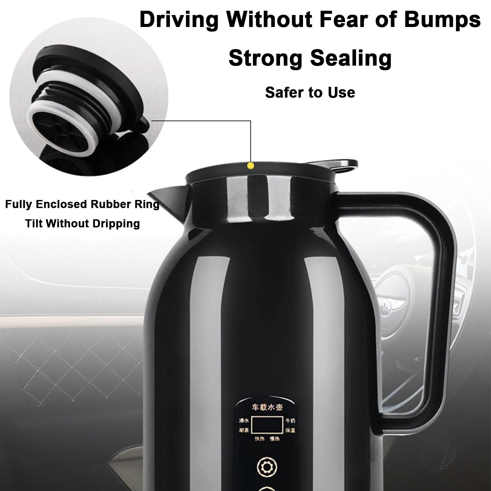 Bollitore elettrico per auto, riscaldatore 12 V/24 V con display di | temperatura | scaldabagno per tè e caffè in viaggio | per viaggi a casa e lavoro, campeggio, in famiglia, tè, caffè, latte,