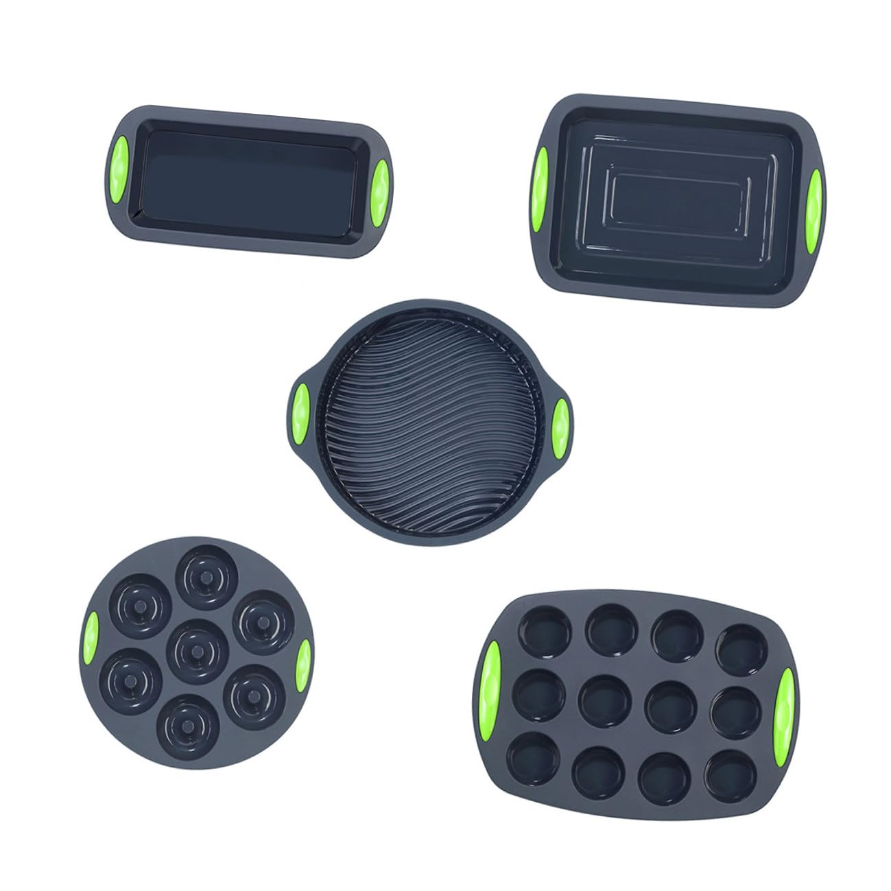Kit de Moldes de Silicona 5 Piezas para Hornear Pasteles, Reutilizables y Fáciles de Limpiar, Ideales para Cocina y Repostería en Familia