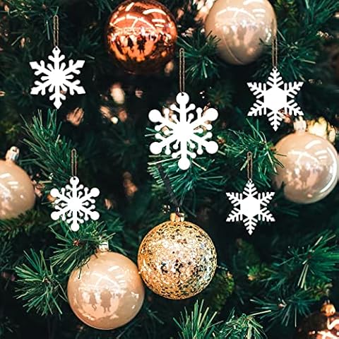 BVLFOOK Metal Snowflake Hanging Decor 5 Pcs 11inch Large Snowflake Hanging Decorations Metal Ornament for Christmas Tree Indoor Outdoor Window Door Bedroom Living Room, Holiday for Family Cover