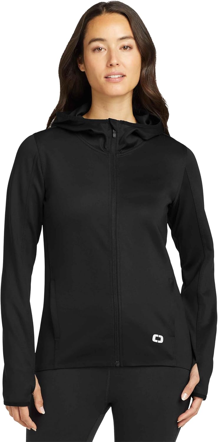 OGIO Women's Stealth Full Zip Jacket | Athletic Zippered Hoodie with Reflective Details, Breathable Workout Jacket - Image 2