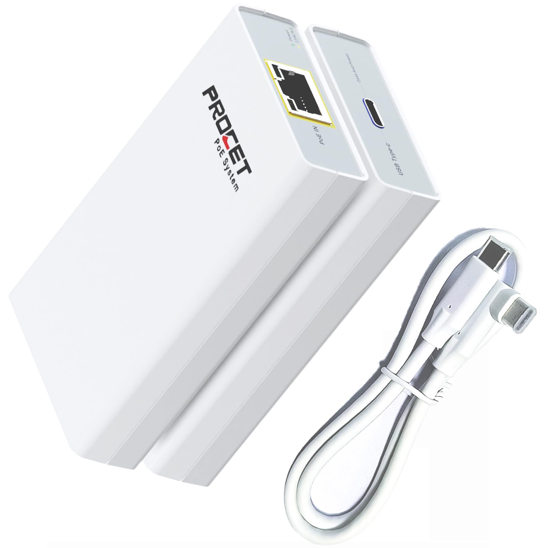 PROCET Gigabit PoE su USB-CConvertitore adattatore fino a 60W Ethernet RJ45 a tipo C per Echo Hub, iPad Pro, Surface Go, Galaxy Tab, laptop, Home Assistant, smart speaker, VR Quest