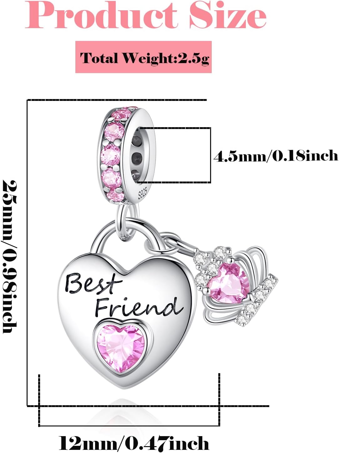 Family Charms for Charms Bracelet: 925 Sterling Silver Heart Dangle Charms for Bracelets and Necklaces, Birthday Mother's Day Christmas Jewelry Gifts For Women. - Image 7