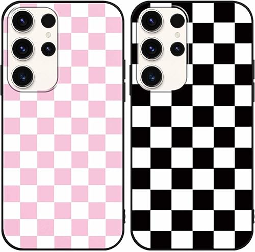 Yomjew 2 Pack Checkerboard Phone Case for Samsung Galaxy S23 Ultra 5G 6.8", Grid