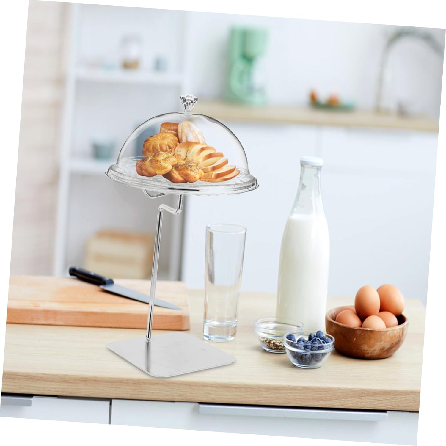 Round Cake Platter Lid Pastry Display Stand Fruit Serving Tray Cover for Party and Wedding Table