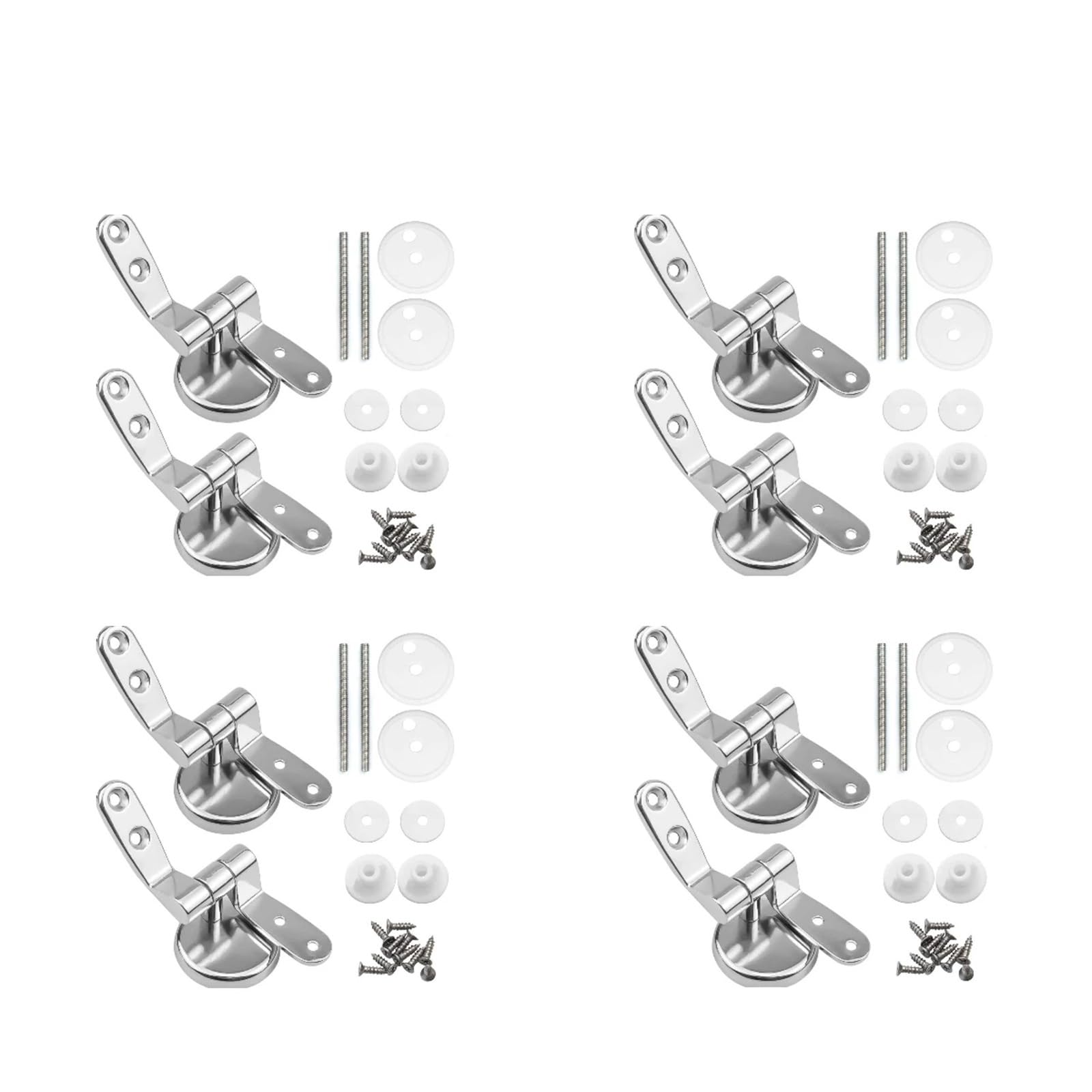 Toilet Hinges Replacement 1/4set Zinc Alloy Toilet Seat Hinges Replacement Kit Lid Connectors Fittings Universal Accessories Repair Parts(4 Set)