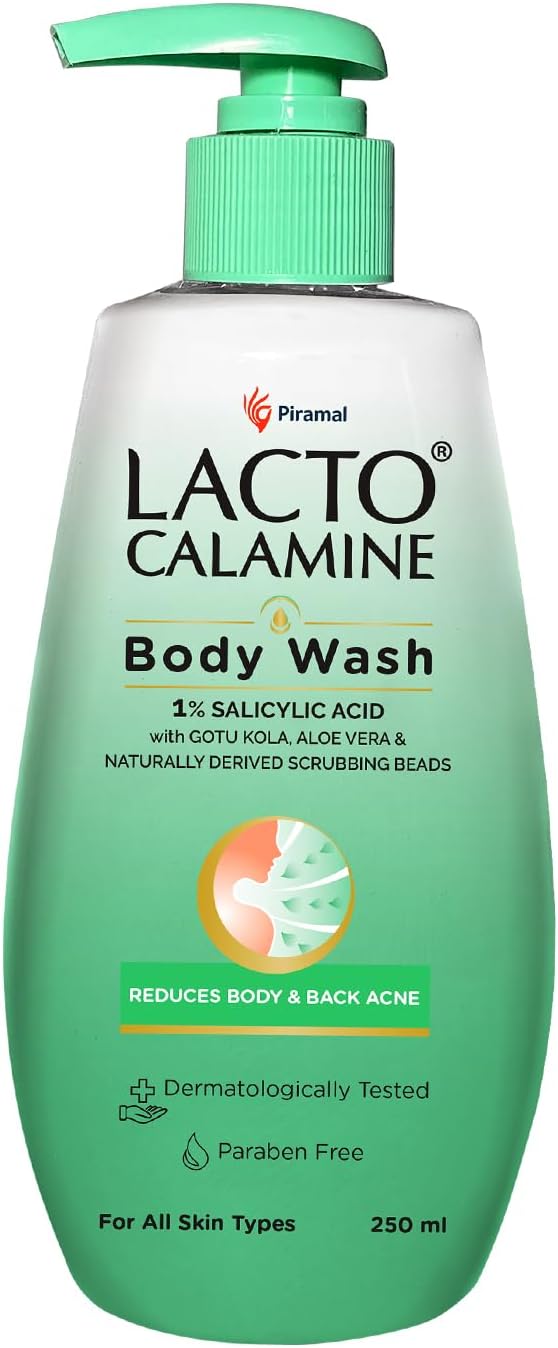 1% Salicylic Acid Body Wash | 250ml | For Body Acne, Back Acne, Rough & Bumpy Skin |Cica, Aloe Vera, Turmeric & Natural Scrub Beads | Paraben Free | Body Wash Shower Gel For Men & Women