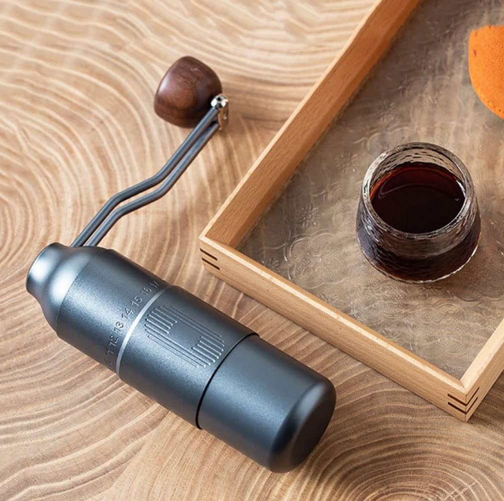 Manual Coffee Grinder Capacity 30g with CNC Stainless Steel Conical Burr, Double Bearing Positioning,French Press Coffee for Hand Grinder Gift (Color : Black)