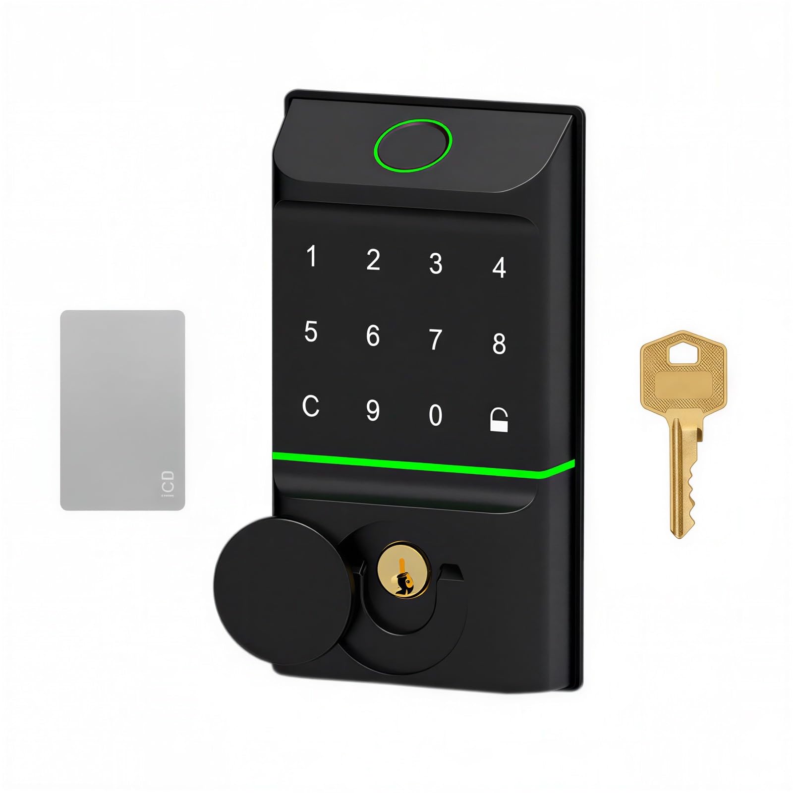 Cerradura inteligente, cerradura de puerta de entrada sin llave 5 en 1 con control de aplicación, cerradura inteligente con teclado digital, 2 llaveros y llaves, cerradura de aleación de aluminio para
