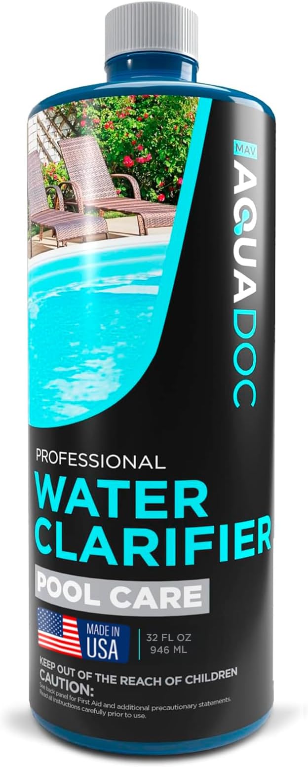 Pool Clarifier Liquid for Fast Acting Cloudy Water Treatment, Swimming Pool Water Clarifier Pool Owners Love, Use Our Clarifier to Keep Your Pool Clear - AquaDoc 32oz