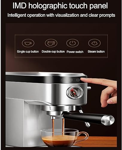 Miniatura 6 de Máquina de café semiautomática para café expreso, cafetera de café profesional, presión de bomba de 20 bares + varita de vapor de espuma de leche,